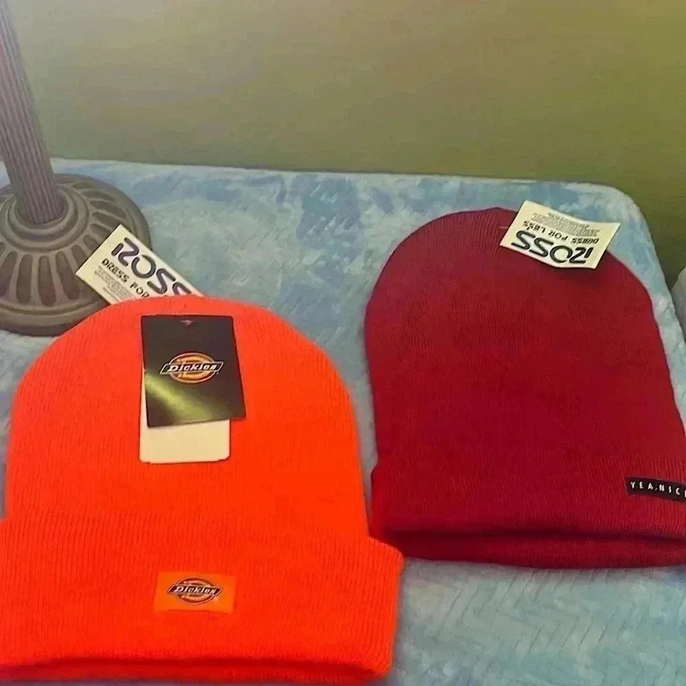 🆕 YEA.NICE Red and Dickies Orange Beanie Bundle
